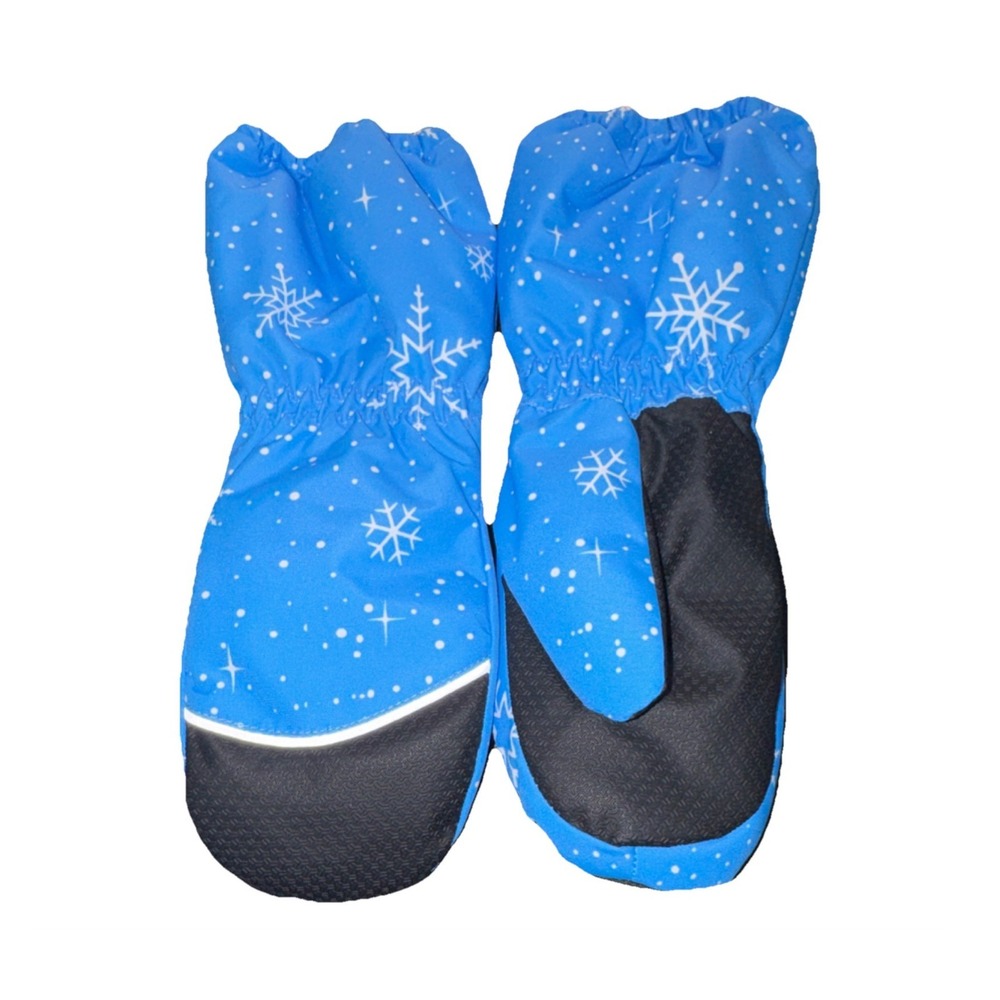 Kids Ski Mittens Blue Snowflake Waterproof 3M Thinsulate Size 7-9 NWT